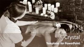  Presentation with massage therapy - PPT theme with massage of woman in spa background and a violet colored foreground