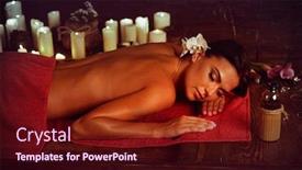  Presentation with spa salon - Beautiful theme featuring massage-of-woman-in-spa backdrop and a wine colored foreground
