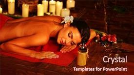  Presentation with massage therapy - Beautiful PPT theme featuring massage of woman in spa salon girl on candles background in massage spa salon luxary interior in oriental therapy salon female have relax after sport backdrop and a tawny brown colored foreground