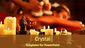  Presentation with give - Beautiful PPT layouts featuring massage of woman in spa backdrop and a tawny brown colored foreground