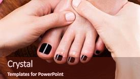  Presentation with foot treatment - PPT theme enhanced with s foot in spa salon background and a wine colored foreground