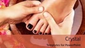  Presentation with foot treatment - Amazing slide set having massage of woman's foot in spa salon - beauty treatment concept backdrop and a red colored foreground