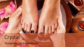  Presentation with foot treatment - Beautiful PPT theme featuring massage of woman's foot in spa salon - beauty treatment concept backdrop and a red colored foreground