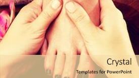  Presentation with foot treatment - Slide set having massage of woman's foot in spa salon - beauty treatment concept background and a blonde colored foreground