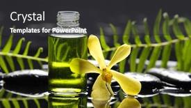  Presentation with fern - PPT theme having massage oil and fern with yellow orchid reflection background and a dark gray colored foreground