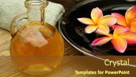  Presentation with frangipani flowers - Audience pleasing presentation theme consisting of massage oil and frangipani flowers backdrop and a tawny brown colored foreground