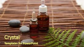  Presentation with fern - Cool new PPT theme with massage oil and stones fern on mat backdrop and a tawny brown colored foreground