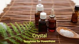  Presentation with fern - Slides enhanced with massage oil and stones fern salt in spoon on mat background and a tawny brown colored foreground
