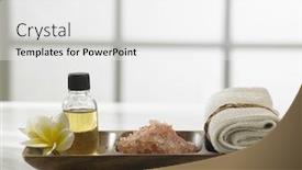  Presentation with spa concept - PPT layouts featuring massage oil salt and towel for the spa concept background and a white colored foreground