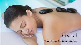  Presentation with reflexology foot massage spa foot - Presentation having massage outside at the spa background and a coral colored foreground