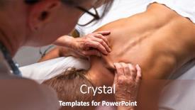 Presentation with body - Presentation design having massage-procedure-neck-and-whole background and a tawny brown colored foreground