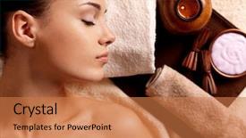  Presentation with beauty-salon - Presentation theme having massage relaxing in spa background and a coral colored foreground