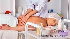  Presentation with massage therapy - Presentation having massage room for therapy deals background and a coral colored foreground