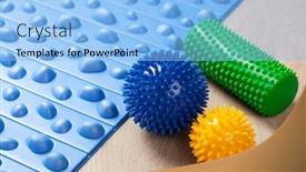  Presentation with self massage - Beautiful presentation theme featuring massage-rubber-balls-balance-cushion backdrop and a light blue colored foreground