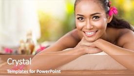  Presentation with serene - Presentation design featuring massage spa serene happy balinese background and a coral colored foreground