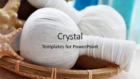  Presentation with stamps - Audience pleasing theme consisting of massage stamps and stack of towels - beauty treatment backdrop and a light gray colored foreground