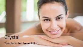  Presentation with day spa - PPT layouts with massage table at spa background and a coral colored foreground