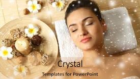  Presentation with indian woman face beauty - Amazing presentation having new year celebartion background cover - young woman on massage table backdrop and a coral colored foreground