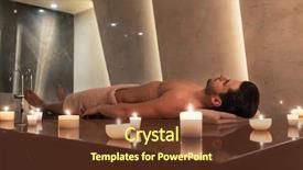  Presentation with man relaxing on massage table - Colorful PPT theme enhanced with massage table surrounded by scent backdrop and a tawny brown colored foreground