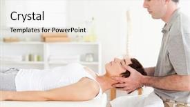  Presentation with stretching - Presentation theme enhanced with physical therapy body - man stretching a cute woman background and a white colored foreground