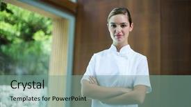  Presentation with confident - Presentation theme with arms crossed in spa background and a seafoam green colored foreground