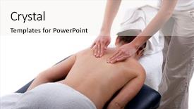  Presentation with massage therapist - Audience pleasing theme consisting of massage therapist doing a back massage backdrop and a white colored foreground