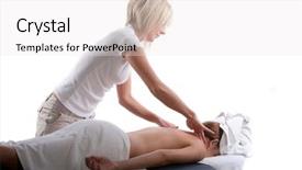  Presentation with massage therapist - Audience pleasing theme consisting of massage therapist doing a back backdrop and a white colored foreground