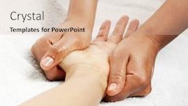  Presentation with massage therapist - PPT layouts consisting of massage therapist gently kneading female hand background and a lemonade colored foreground