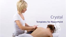  Presentation with massage therapist - Presentation theme having massage therapist giving a massage background and a sky blue colored foreground