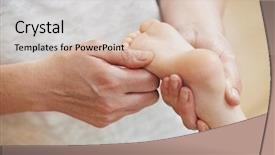  Presentation with foot massage - Presentation theme enhanced with massage to child leg foot background and a lemonade colored foreground