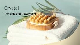  Presentation with body care spa body massage - Beautiful presentation design featuring massage-wooden-brush-on-white backdrop and a lemonade colored foreground