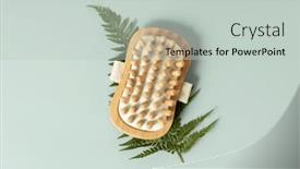  Presentation with pastel - Theme having massage-wooden-brush-with-leaves background and a light gray colored foreground