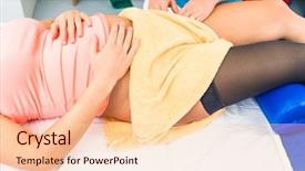  Presentation with pregnant woman - PPT layouts consisting of massages pregnant woman wearing compression background and a lemonade colored foreground