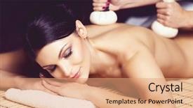  Presentation with spa herbal balls - Amazing PPT theme having massaging salon spa health care backdrop and a  colored foreground