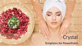  Presentation with health care - Beautiful slide deck featuring massaging salon winter and christmas backdrop and a lemonade colored foreground