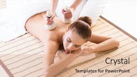  Presentation with spa herbal balls - Beautiful slides featuring massaging treatments with herbal ball backdrop and a  colored foreground