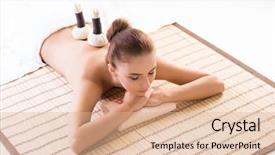  Presentation with spa herbal balls - Beautiful PPT layouts featuring massaging treatments with herbal ball backdrop and a  colored foreground