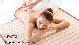  Presentation with spa herbal balls - PPT theme enhanced with massaging treatments with herbal ball background and a  colored foreground