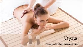  Presentation with spa herbal balls - Slide set featuring massaging treatments with herbal ball background and a  colored foreground