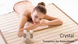  Presentation with spa herbal balls - Slide deck having massaging treatments with herbal ball background and a lemonade colored foreground