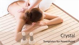  Presentation with spa herbal balls - Presentation design consisting of massaging treatments with herbal ball background and a lemonade colored foreground