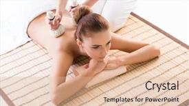  Presentation with spa herbal balls - Amazing slides having massaging treatments with herbal ball backdrop and a  colored foreground