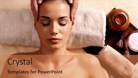  Presentation with masseur doing massage spa - Presentation with masseur doing massage on woman background and a coral colored foreground