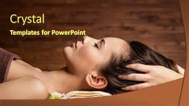  Presentation with hair spa - Cool new PPT layouts with masseur doing massage the head and hair for an woman in spa salon backdrop and a tawny brown colored foreground