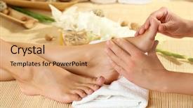  Presentation with foot massage - Beautiful presentation theme featuring masseur making feet massage backdrop and a coral colored foreground