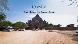  Presentation with myanmar bagan - Slide set featuring massive-dhammayangyi-temple-in-bagan background and a light blue colored foreground