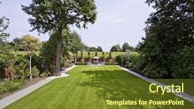  Presentation with garden - Cool new PPT theme with massive-garden-with-perfectly-trimmed backdrop and a tawny brown colored foreground