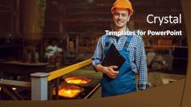  Presentation with steel factory - Audience pleasing theme consisting of master-at-furnace-with-liquid backdrop and a wine colored foreground
