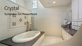  Presentation with tub - PPT theme enhanced with master bath in luxury home with large tub background and a light gray colored foreground