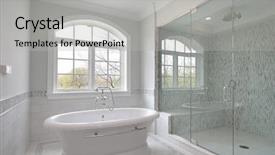  Presentation with glass - Slide set having master bath with glass shower background and a light gray colored foreground